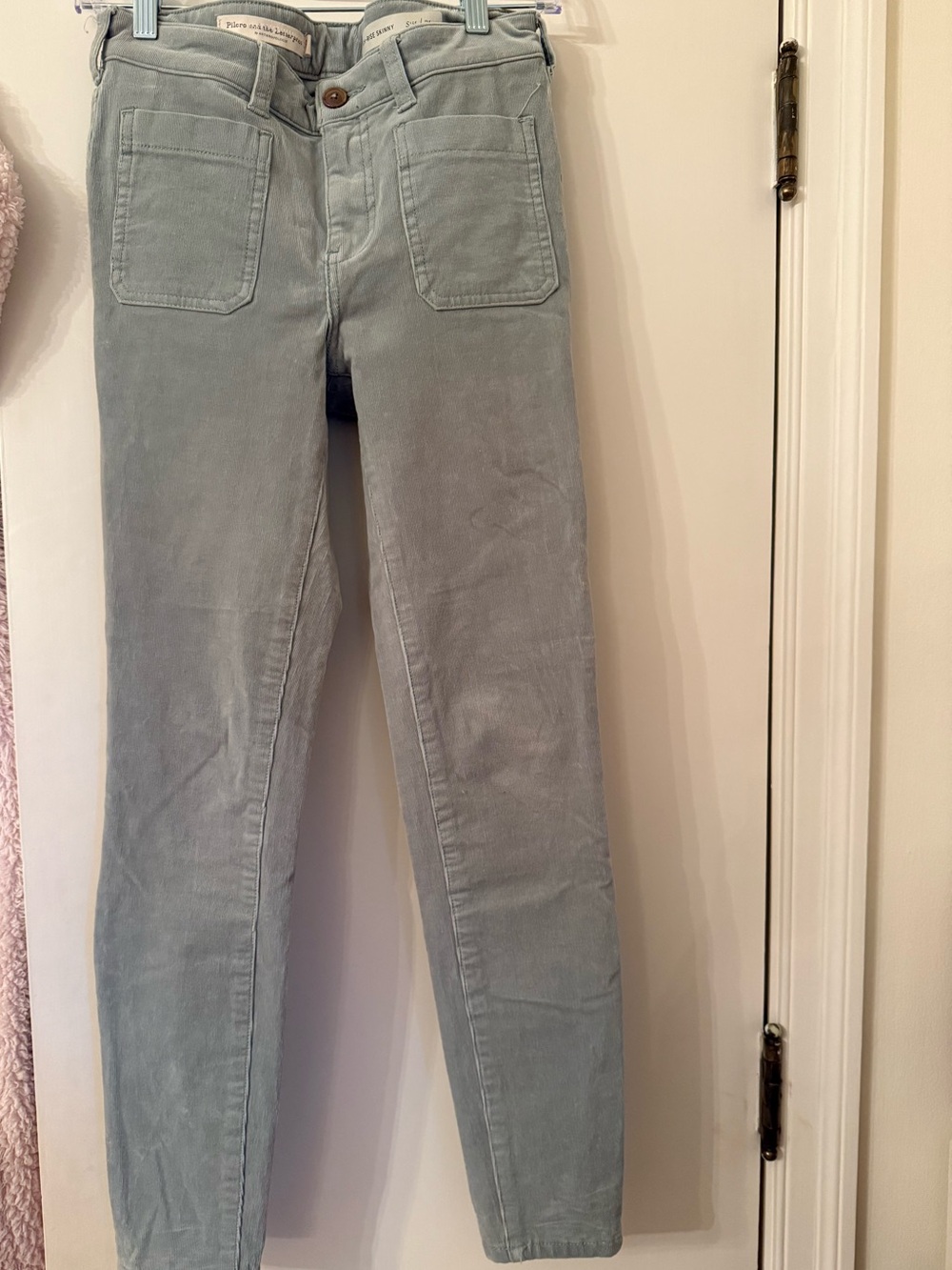 Pilcro and the Letterpress Slim soft sage green Corduroy Skinny Jeans